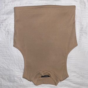 Beige halter/ turtle neck cropped top